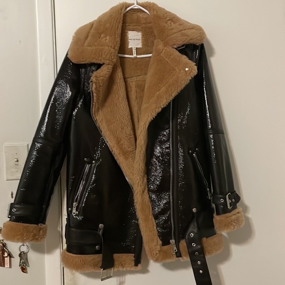 Avec Les Filles Luxe Moto Sherpa Aviator Jacket in S - Picture 3 of 7